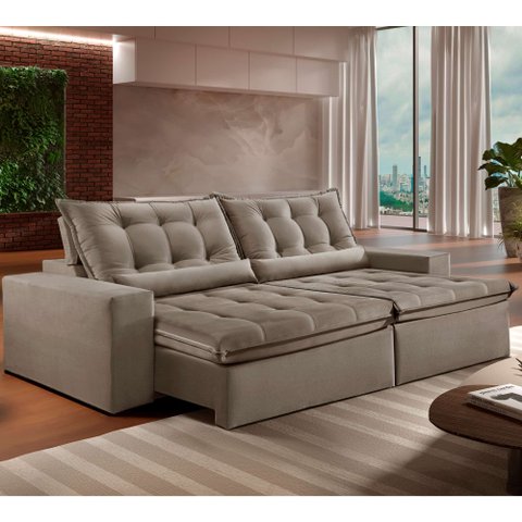 Sofá Retrátil e Reclinável 2,50cm com Pillow e Molas Ensacadas Montebello - Movenzo Estofados