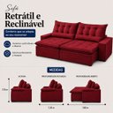 Ver imagem 3 de Sofá Montebello Retrátil e Reclinável 210m - Vermelho