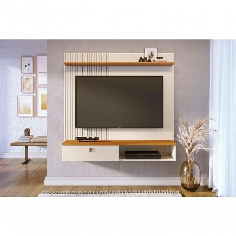 Rack com Painel Íris para TV até 55" 136cm MDP Off White Madetec Móveis