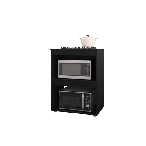 Balcão Adriana para Cooktop 4 ou 5 Bocas Preto - Ajl Móveis