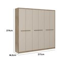 Ver imagem 3 de Guarda Roupa 6 Portas e 3 Gavetas Belmont 1154 Noce/off White - Carraro