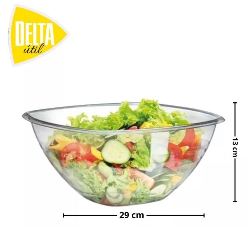 Saladeira Grande 4,5 L + Colher + Garfo de Salada Acrílico Conjunto para Salada Kit 3 Peças - Panami - 3