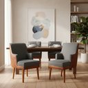 Ver imagem 1 de Kit 6 Cadeiras Virgínia Braço Linho Grafite Courissimo Nozes Linho Nozes Grafite