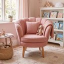 Ver imagem 2 de Poltrona Decorativa Sala de Estar Pétala Bouclê Rosê - Montanaris Decor