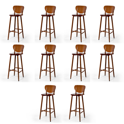 Conjunto 10 Banquetas Altas Bistrô de Madeira Lisboa:imbuia