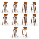 Ver imagem 1 de Conjunto 10 Banquetas Altas Bistrô de Madeira Lisboa:imbuia