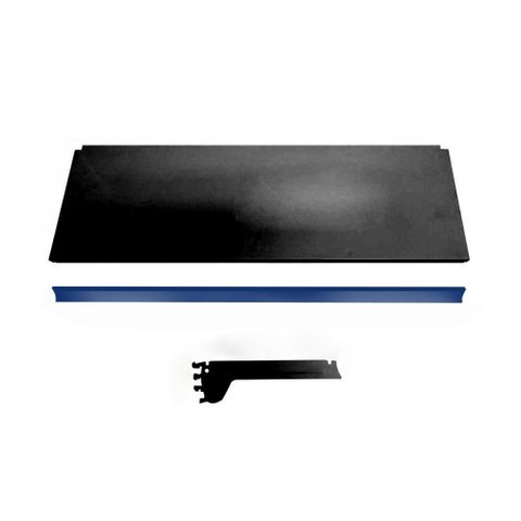 Bandeja Prateleira Ponta 30x73 Gôndolas New Plus Preto Porta Etiqueta Azul Sa Gôndolas