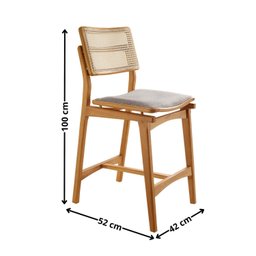 Conjunto com 2 Banquetas em Madeira Eloa Premium Cinza Brisa/Imbuia Natural Marrom - 2 Conjunto com 2 Banquetas em Madeira Eloa Premium Cinza Brisa/Imbuia Natural Marrom - 2