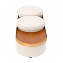 Ver imagem 3 de Puff Linen 2 Lugar com Mesa Auxiliar Aro Ouro Fosco Bouclé Off White - Sallar Home