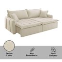 Ver mais imagens de Sofá Cama Linho em Madeira Eucalipto 200cm Meu Sofá Online A294 Linho Creme