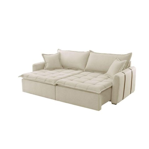 Sofá Cama Linho em Madeira Eucalipto 200cm Meu Sofá Online A294 Linho Creme