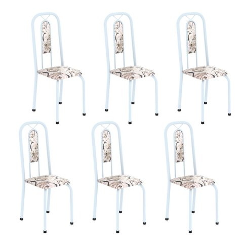 Cadeiras para Sala de Jantar 6 Unidades Lívia Branco/Arabesco