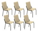 Ver imagem 1 de Kit 6 Cadeiras Malibu Corino Creme Tubo Preto Fosco