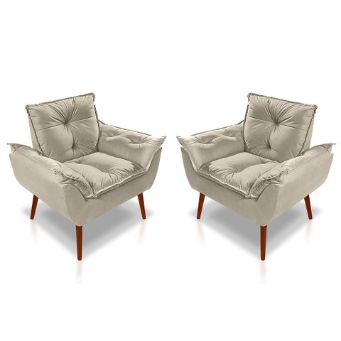 Kit 02 Poltrona Opala Decorativa Suede
