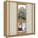 Ver imagem 2 de Guarda-Roupa Casal 3 Portas de Correr 4 Gavetas com Espelho 227x58x230cm Ibiza Yescasa Capuccino/Off White