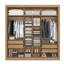 Ver imagem 4 de Guarda-Roupa Casal 3 Portas de Correr 4 Gavetas com Espelho 227x58x230cm Ibiza Yescasa Capuccino/Off White