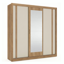 Ver imagem 2 de Guarda-Roupa Casal com Espelho 3 Portas de Correr 4 Gavetas 230cm Ibiza Yescasa Cappuccino/Off White