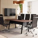 Ver imagem 1 de Mesa Mesa de Reunião 200cm 8 Pessoas MDP Louro Preto com Preto F5 Office