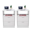 Ver imagem 1 de Kit 2 Mesas de Cabeceira Off White com 2 Gavetas e Nicho Mesinha Quarto Lateral da Cama Estilo