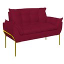 Ver imagem 4 de Poltrona Sofá Luxo Base Metal Dourado Recepção Escritório Cor:marsala
