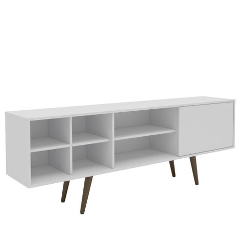 Rack para TV até 65 Polegadas 1 Porta 6 Nichos 175cm Turquia Estilo Retrô Cor Branco - Mademóvel