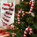 Ver imagem 1 de Pendente Bengala Natalina Enfeite Árvore Natal 14cm Kit 3pçs