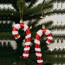 Ver imagem 2 de Pendente Bengala Natalina Enfeite Árvore Natal 14cm Kit 3pçs