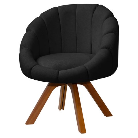 Poltrona Decorativa Orgânica Flora Base Giratória Bouclê - Sofa Store:bouclê Preto