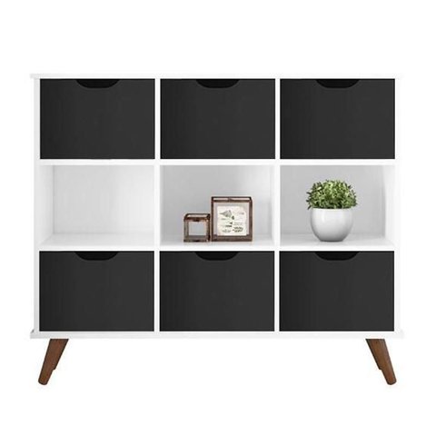 Nicho Organizador Retro Branco com 6 Gavetas Pretas 108 X 92,5cm - Fdecor