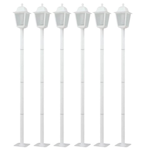 Kit 6 Postes Estacionamento 1,95m Luminárias Branco Jardim Praça 1 Lâmpada Dital