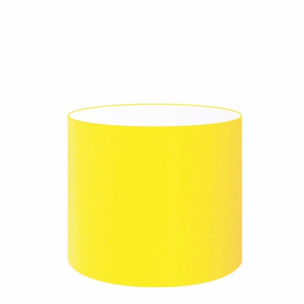 Cúpula Abajur e Luminária em Tecido Cilíndrica Vivare Cp-7015 Ø35x25cm - Bocal Nacional - Amarelo - 1