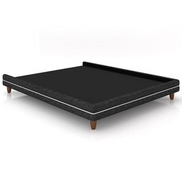 Cama Casal King Base Box Pés Madeira 203cm Suném P05 Linho Cinza Escuro - Lyam Decor - 2