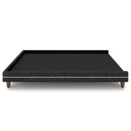 Cama Casal King Base Box Pés Madeira 203cm Suném P05 Linho Cinza Escuro - Lyam Decor - 6