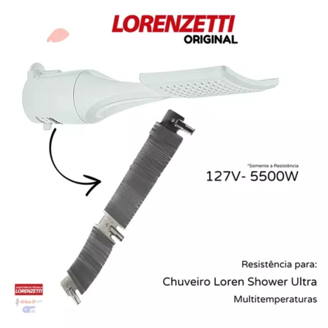 Resistência 4t Ult Loren Shower 127v 5500w 3065i Lorenzetti - 3