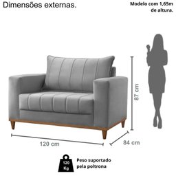 Poltrona para Sala de Estar Lion - Movenzo Estofados - 3