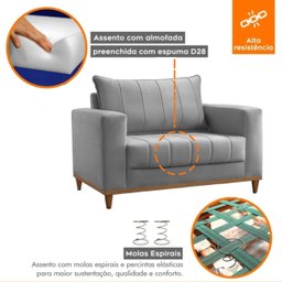 Poltrona para Sala de Estar Lion - Movenzo Estofados - 6