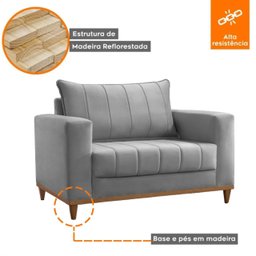 Poltrona para Sala de Estar Lion - Movenzo Estofados - 5