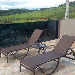 2 Espreguiçadeiras Aluminio para Jardim Piscina Tela Sling Marrom - 2