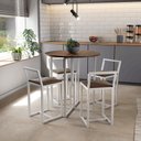 Ver imagem 1 de Conjunto Mesa Redonda Imbuia 4 Cadeiras Pequena Estofado Industrial White