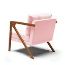 Ver imagem 5 de Kit 02 Poltronas Melissa Suede Rosa Bebê Base de Madeira Castanho - D’Rossi