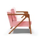 Ver imagem 4 de Kit 02 Poltronas Melissa Suede Rosa Bebê Base de Madeira Castanho - D’Rossi