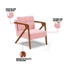 Ver imagem 6 de Kit 02 Poltronas Melissa Suede Rosa Bebê Base de Madeira Castanho - D’Rossi