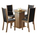Ver imagem 3 de Conjunto Sala de Jantar Madesa Aline Mesa Tampo de Vidro 4 Cadeiras - Rustic/preto/sintpreto