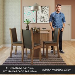 Conjunto Sala de Jantar Madesa Aline Mesa Tampo de Vidro 4 Cadeiras - Rustic/preto/sintpreto - 5