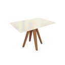 Ver imagem 1 de Mesa de Sala Jantar Duna Madeira Maciça C/tampo Madeirado C/ Vidro 80x120cm Carvalho/off White/