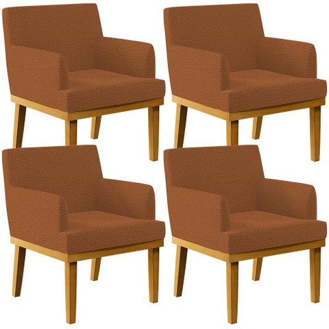 Kit 04 Poltronas Decorativa Para Sala De Estar E Recepção Beatriz W01 Bouclê Terracota - Lyam