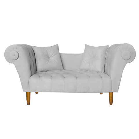 Namoradeira Recamier Sofá Decorativo 02 Lugares Dubai Suede Branco - Incasa Decor