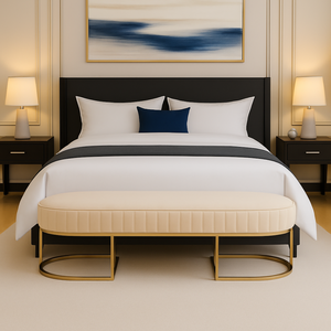 Recamier Glow 110cm Puff Moderno Premium Sala e Quarto:bege