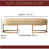 Recamier Glow 110cm Puff Moderno Premium Sala e Quarto:bege - 5