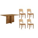 Ver imagem 1 de Conjunto: Mesa Sala Jantar Berlim Curvo 120cm + 4 Cadeiras Havana Naturale - Suede Creme - Rufato